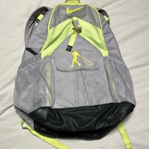 Neon yellow and grey Nike softball/ baseball backpack